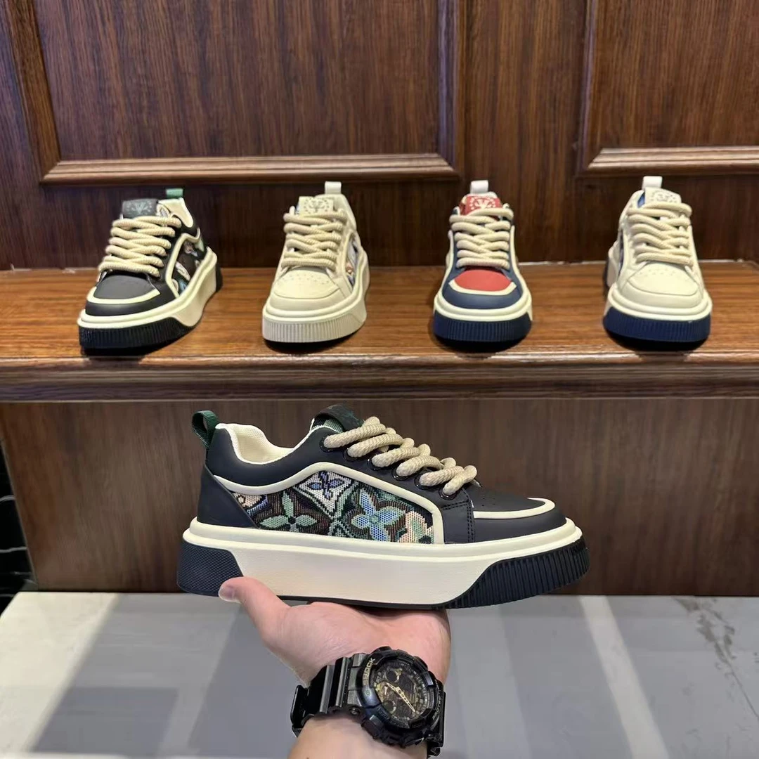 男士鞋新款时尚刺绣印花低帮潮鞋舒适轻便软底洋气潮鞋休闲鞋  DL