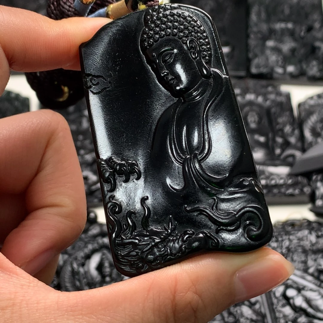 天然缅甸a货钢琴黑挂件