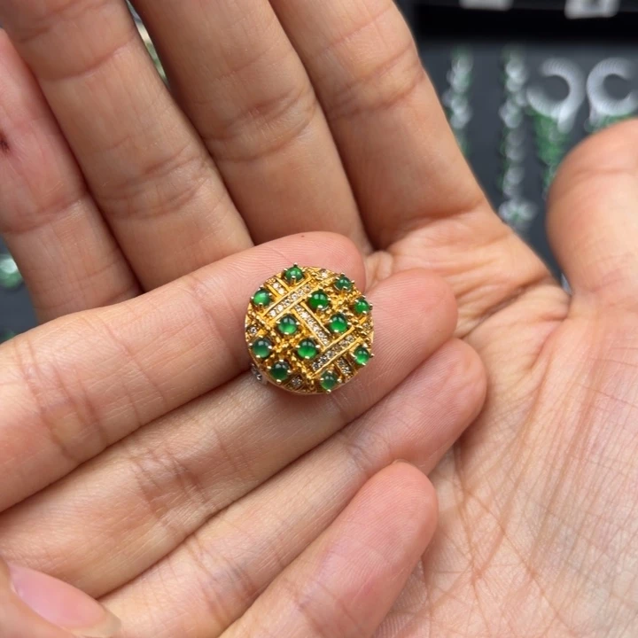 翡翠银S925镶嵌耳饰