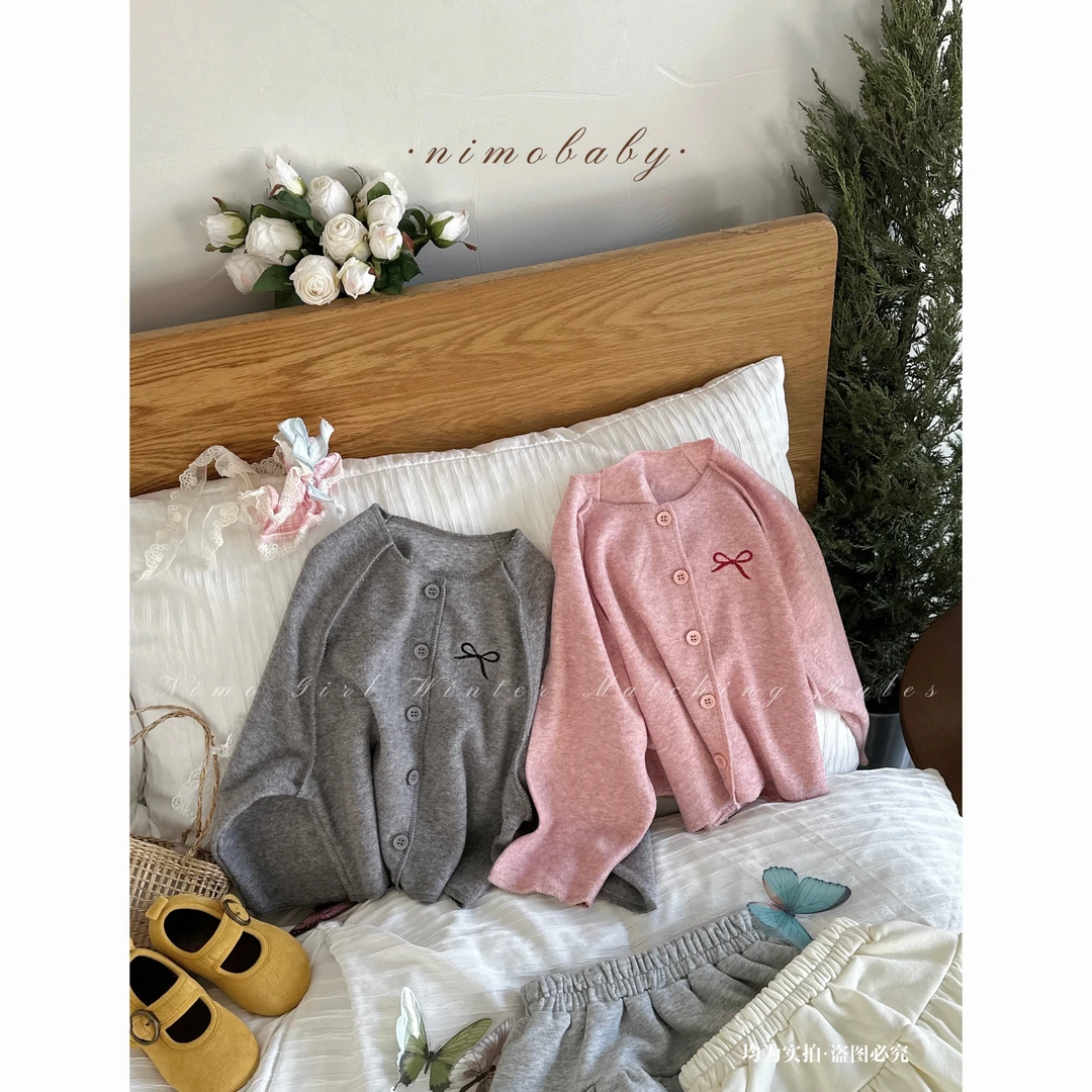 NIMO【灰雾玛德琳】韩版春款宝宝纯色洋气经典百搭排扣长袖外套