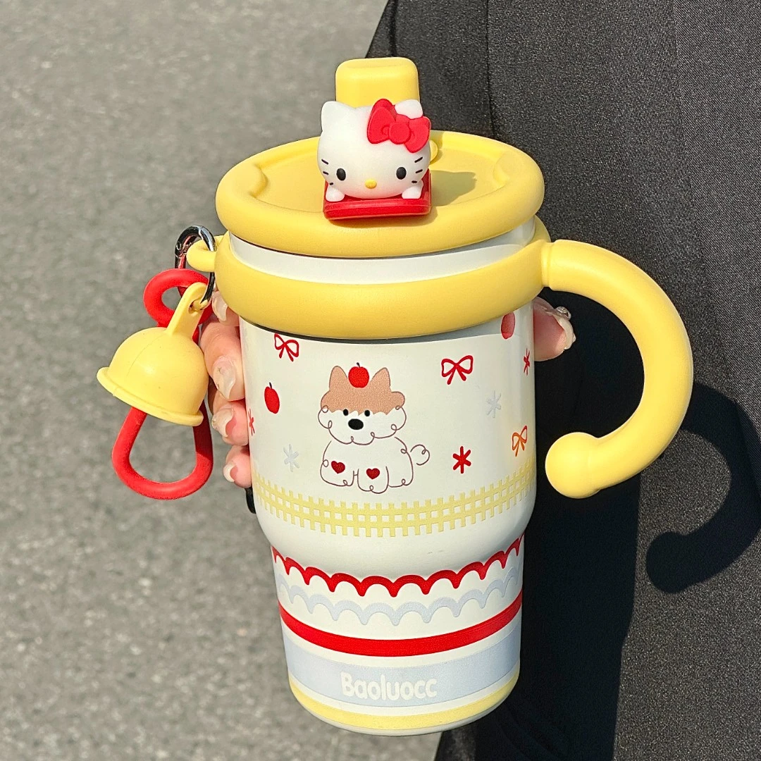 hellokitty保温杯女生2025新款学生大容量双饮保冷陶瓷内胆咖啡杯