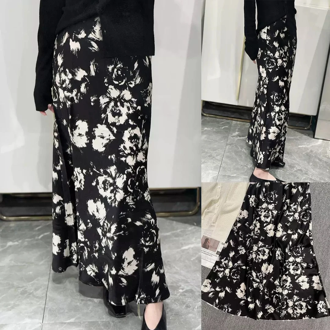 美哭了抢货气质复古碎花半身裙醋酸面料显瘦鱼尾设计休闲百搭长裙