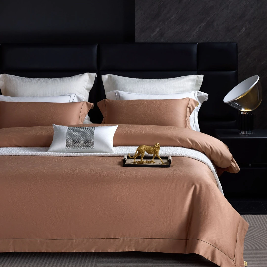 [明超家纺]巴黎之夜-琥珀棕-100%棉高支高密色织提花床单款四件套