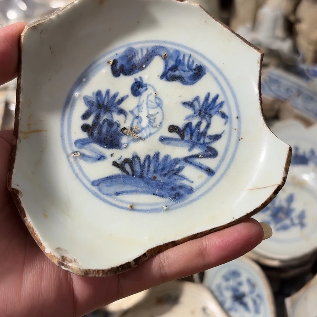 瓷片青花瓷片标本顺丰包釉