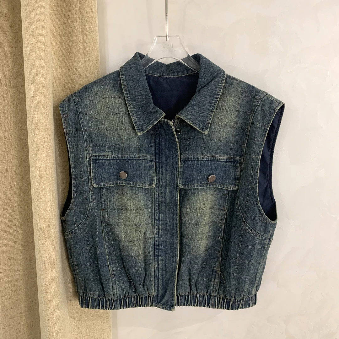 DEZI宝藏衣橱轻翻领百搭女牛仔马甲LS008066