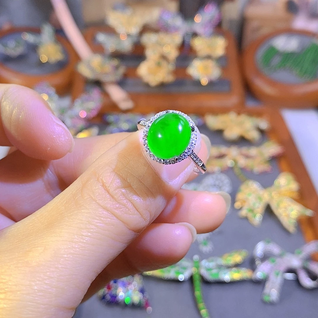 颈饰银S925镶嵌翡翠