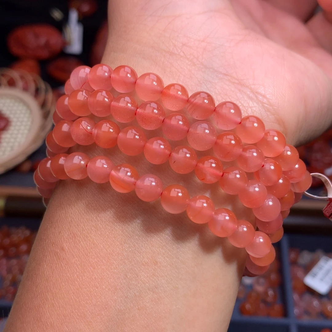 南红玛瑙未镶嵌珠宝半成品冰粉多圈