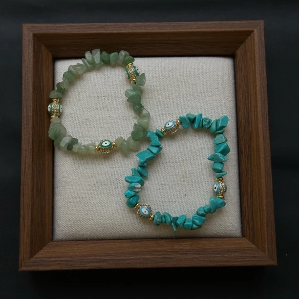 非金属仿水晶手链 GULUM 816 不规则手链时尚新款恶魔之眼蓝眼睛