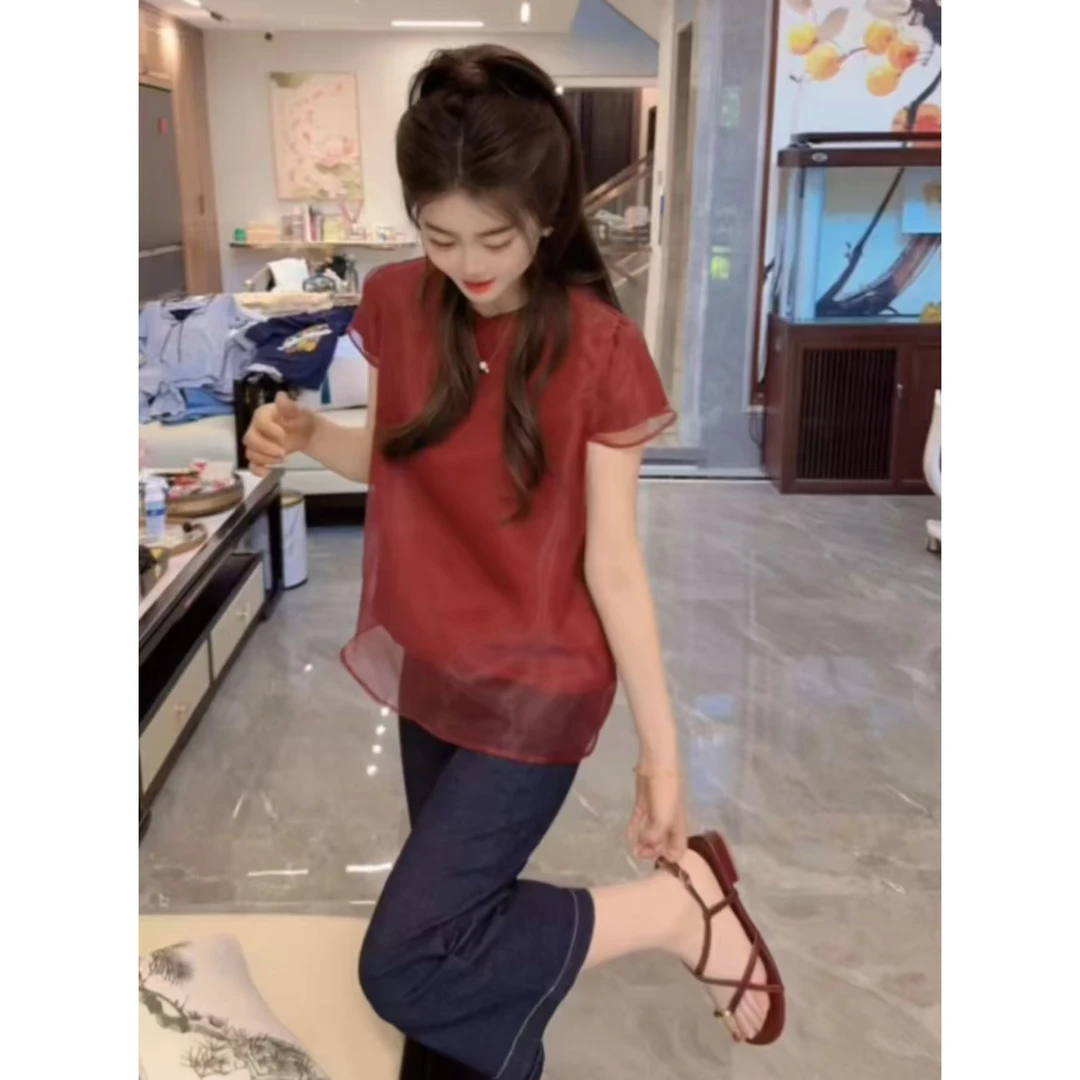 『酒红设计M』HH设计显瘦百搭时尚衬衫2116