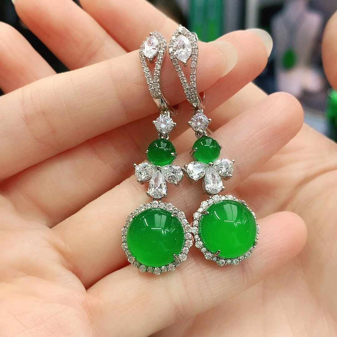 银S925镶嵌耳坠玛瑙/玉髓