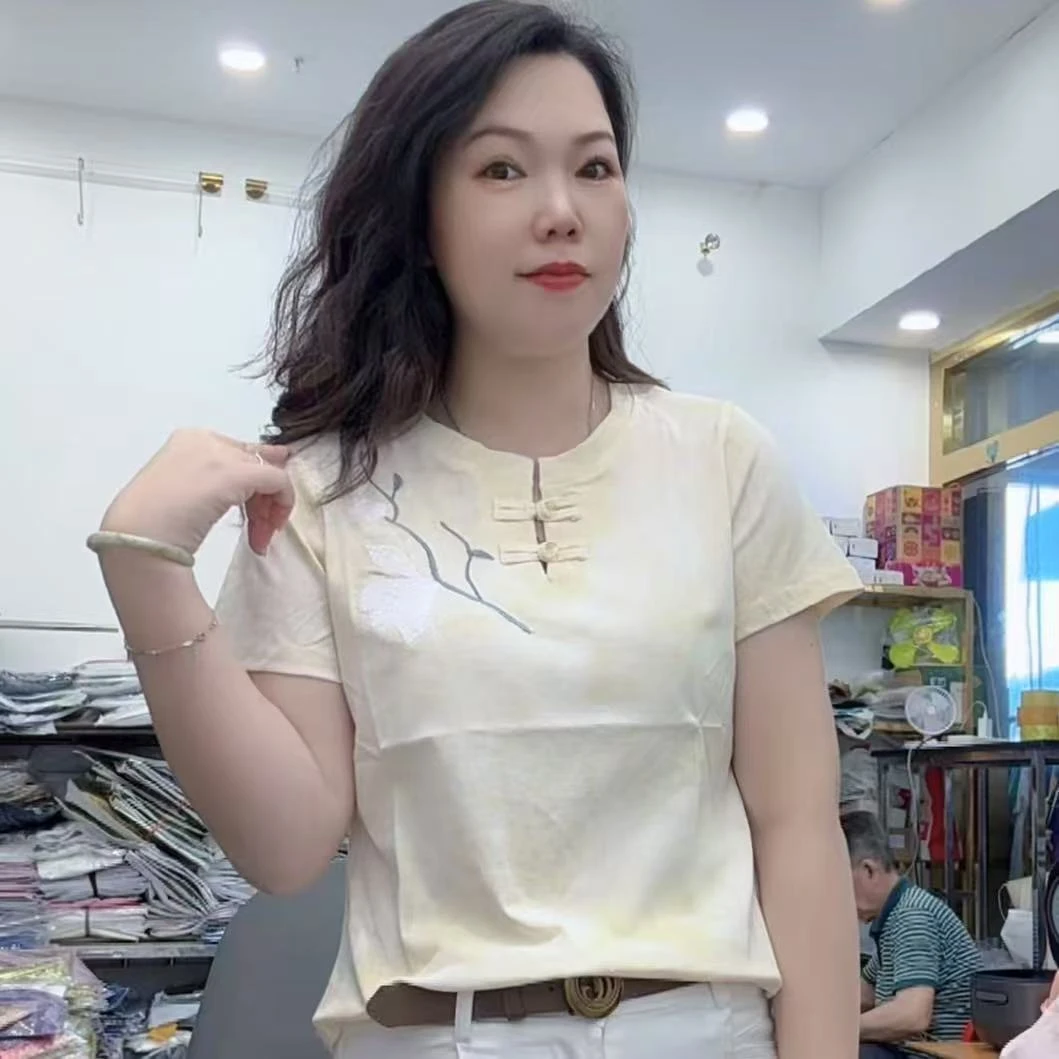 【芬芬家】2025新款时尚国风刺绣气质百搭知性休闲上衣25935