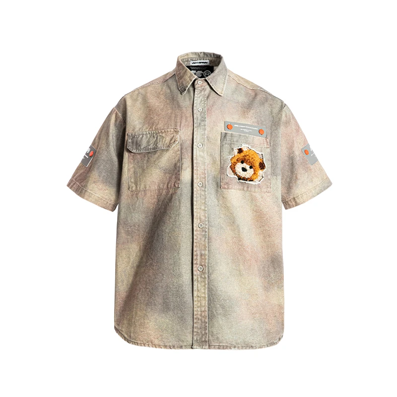 OOXOO JT个性宽松百搭男女款短袖衬衫上衣 JT092080206