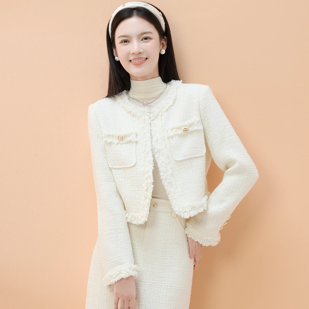 zk lin高端精致小香风夹棉外套女名媛千金风小个子2025早春秋新款