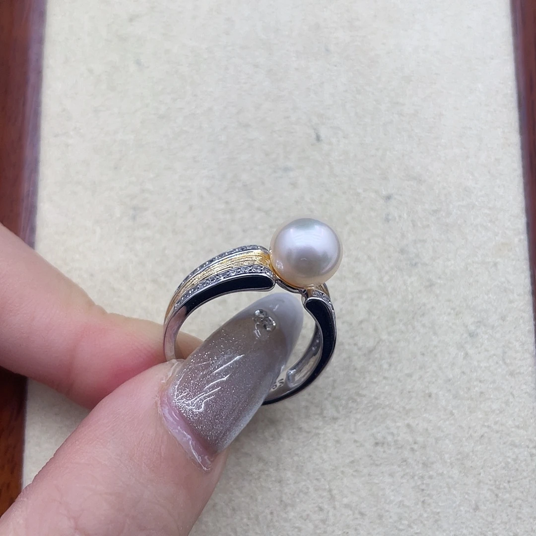 海水珍珠戒指银S925镶嵌