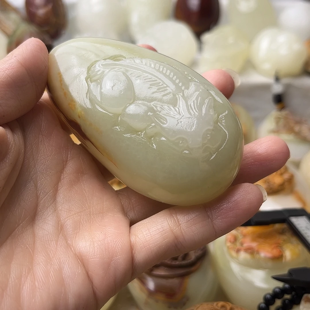 石材方解石手把摆件不退换貔貅微瑕