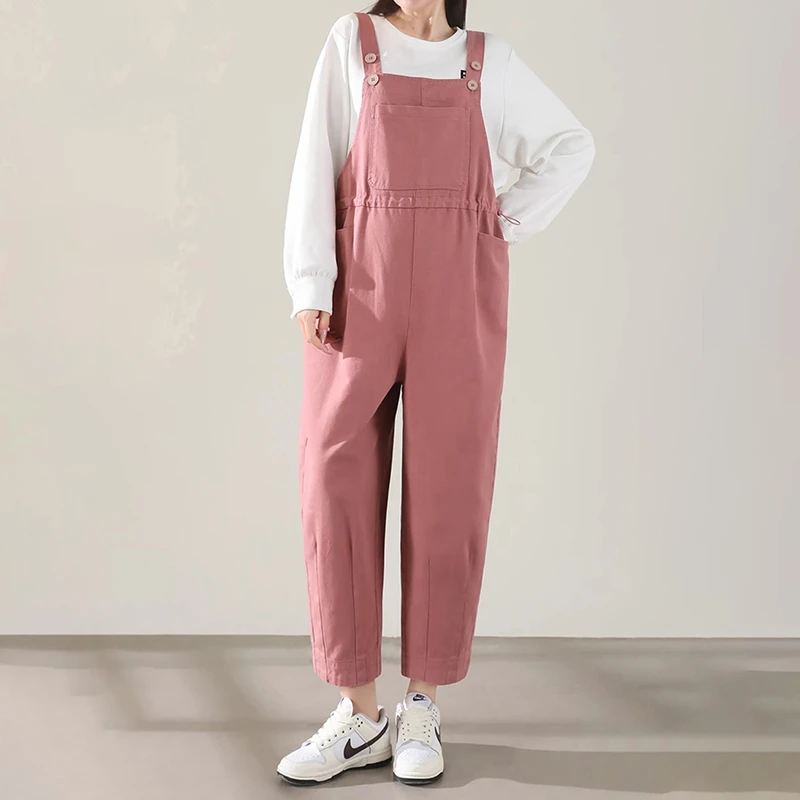 夏季新款孕妇背带裤时尚韩版宽松休闲洗水棉减龄小个子连体背带裤