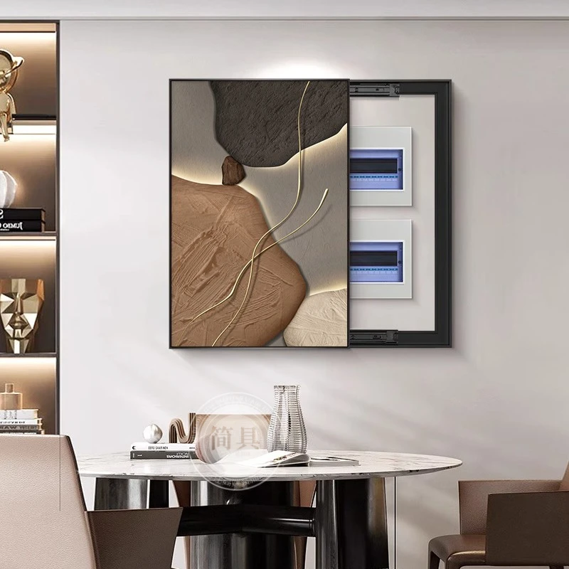 《石来运转》超薄电表箱装饰画遮挡弱电箱轻奢高级感电闸开关盒挂画