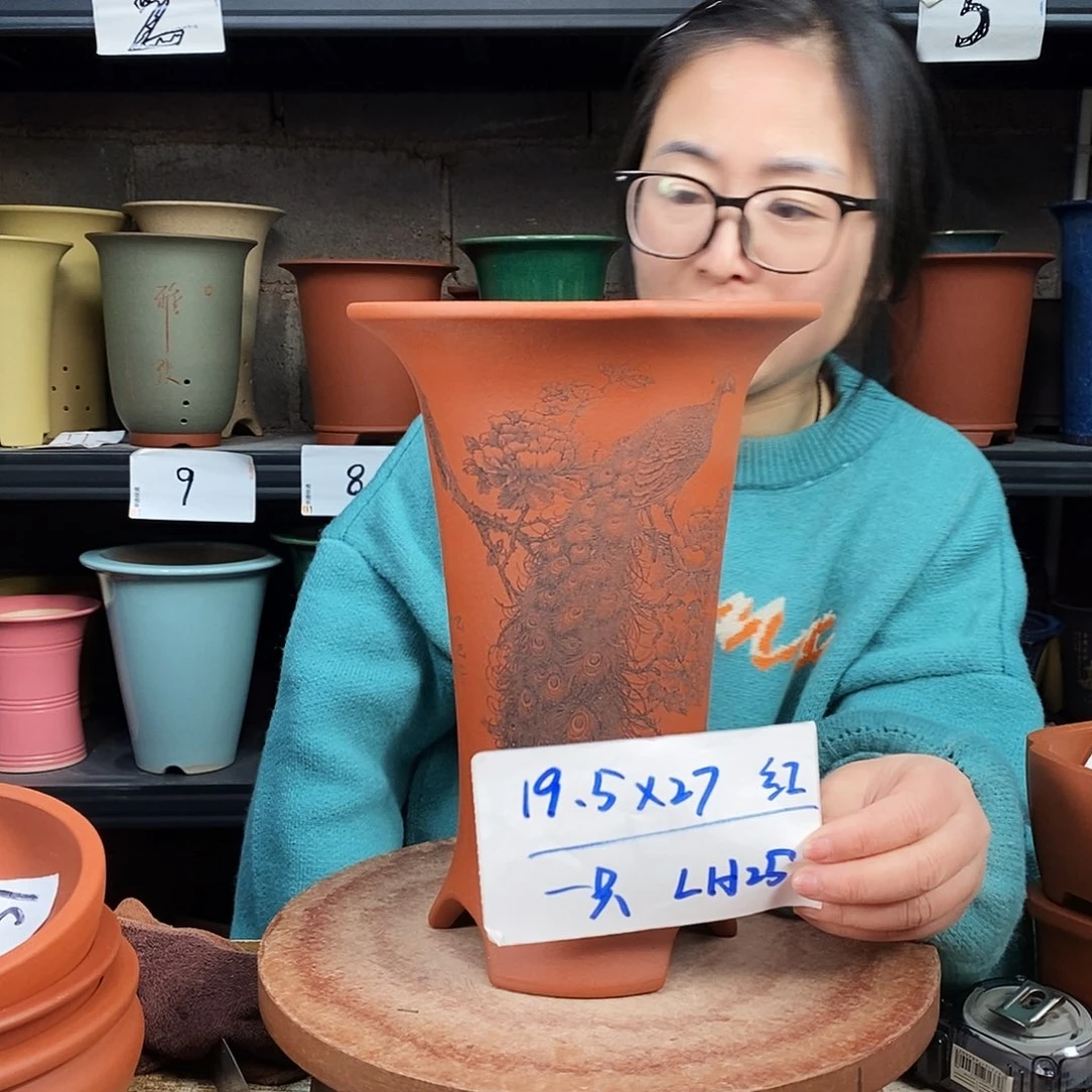 紫砂一只花盆货号LH25