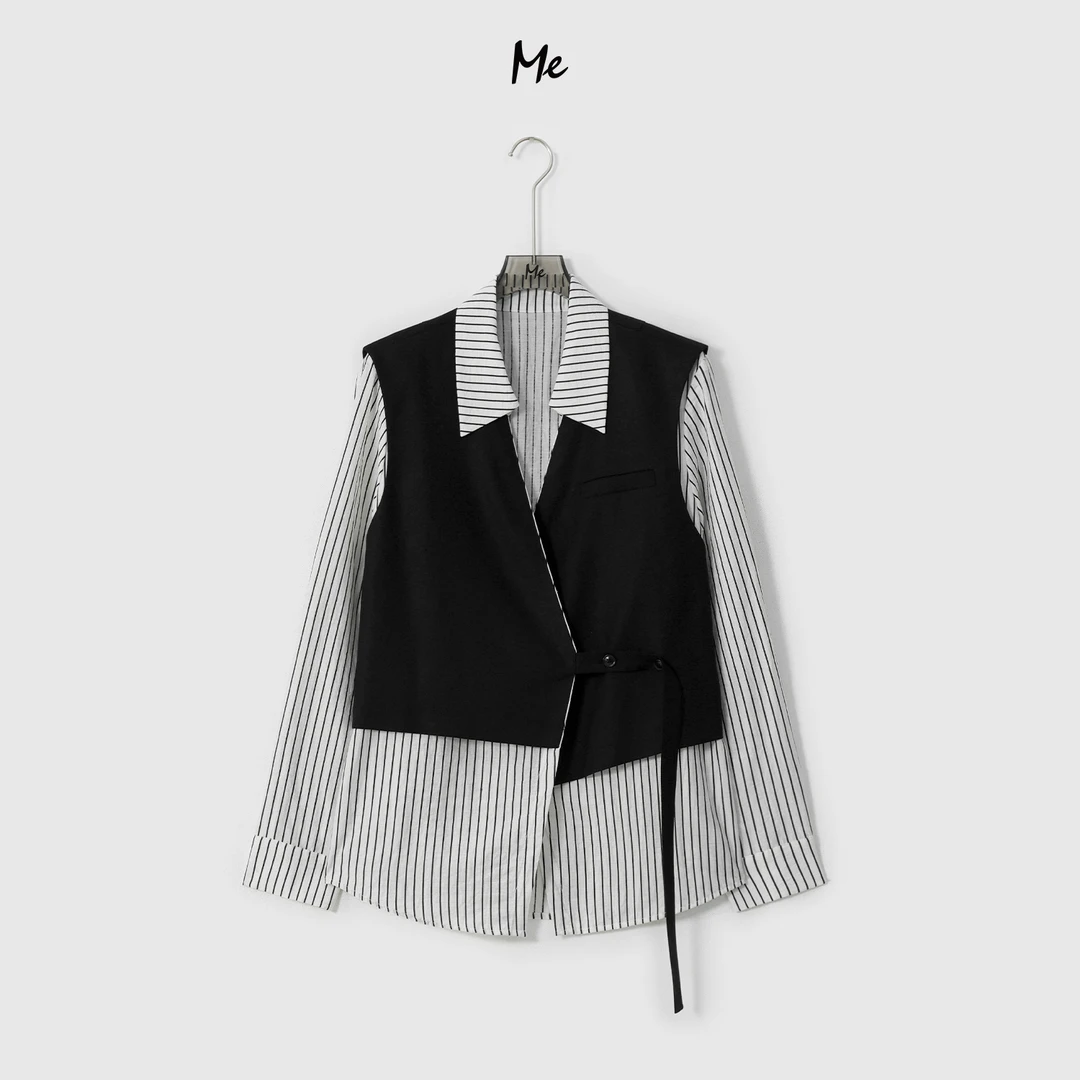 ME【精英西装衬衫】老钱知性假两件时尚百搭休闲一手长外套MESA0769