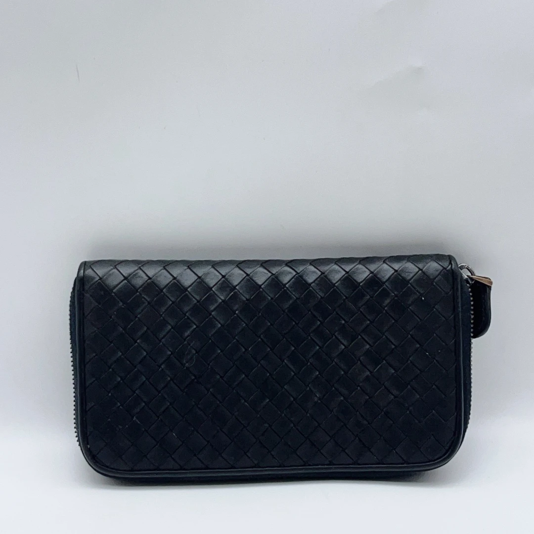 95新 BOTTEGA VENETA/葆蝶家 黑色编织钱包 1378 1563