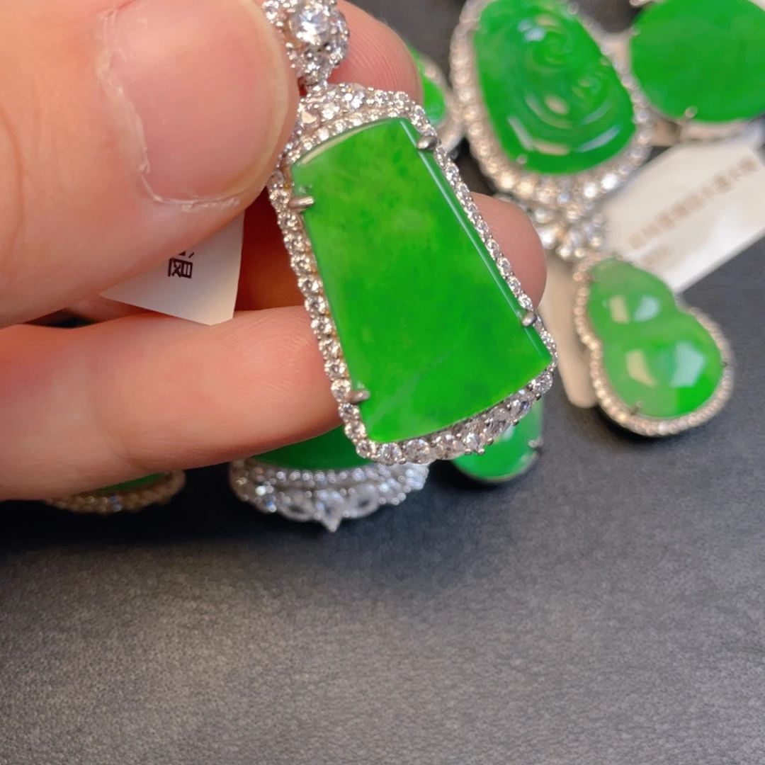 翡翠银S925镶嵌吊坠(不含链)