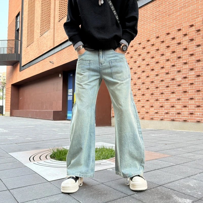 高腰宽松新款爆款复古水洗裤子男款男士牛仔感直筒裤秋冬男生休闲