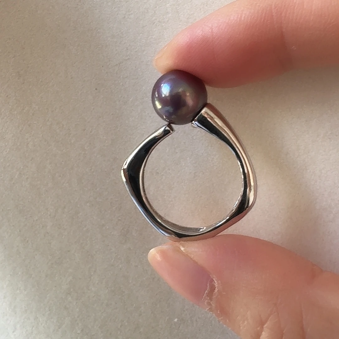 淡水珍珠银S925镶嵌戒指