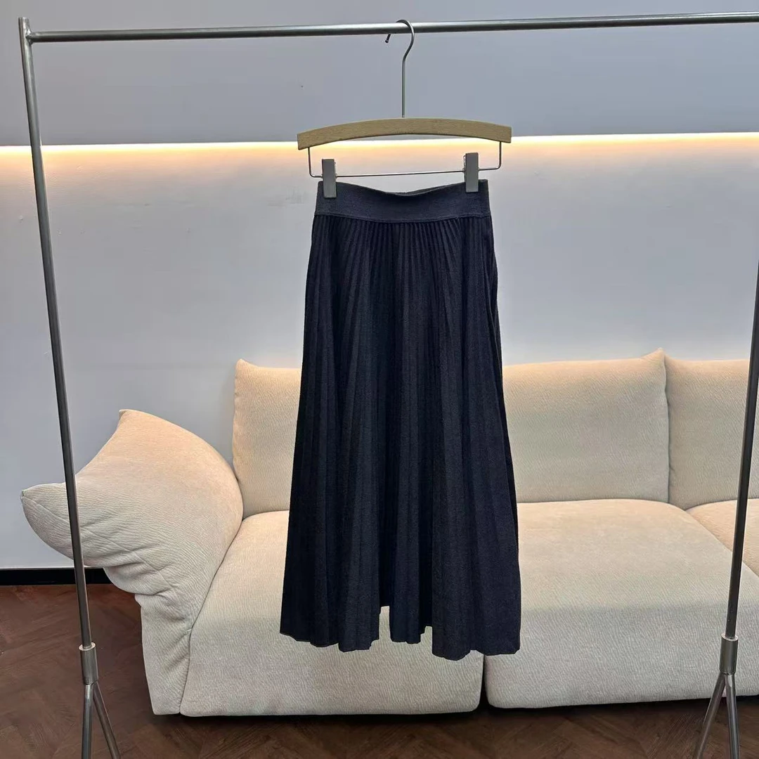 CBQ1430 美国客人订单 垂感高腰百褶半身裙