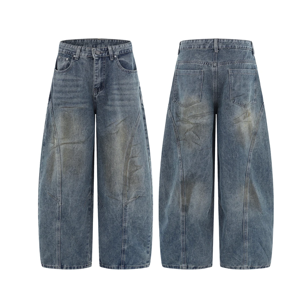 【醒醒】2025新款弯刀裤设计感春秋宽松阔腿裤情侣牛仔长裤