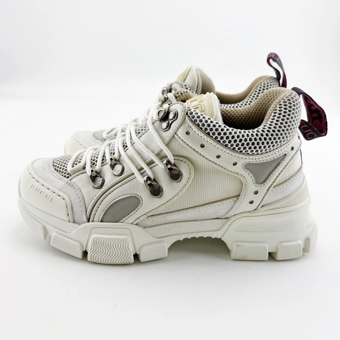 95新 GUCCI/古驰 36.5码/白色Flashtrek低帮厚底登山鞋/16184498