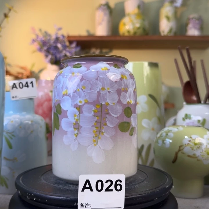 摆件景德镇陶瓷手绘花瓶摆件无孔