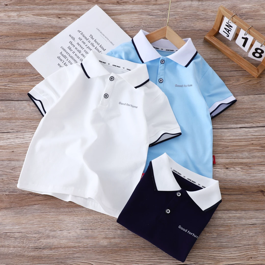 儿童翻领短袖吸汗男夏季宽松型POLO衫休闲中大童夏装打底衫半袖