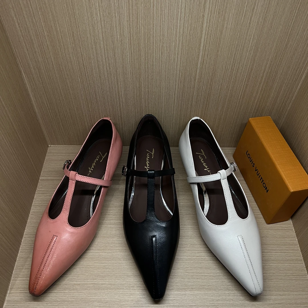 TROWSAGE/牛皮/内增高5cm/尖头浅口单鞋平底内增高百搭女鞋25D289
