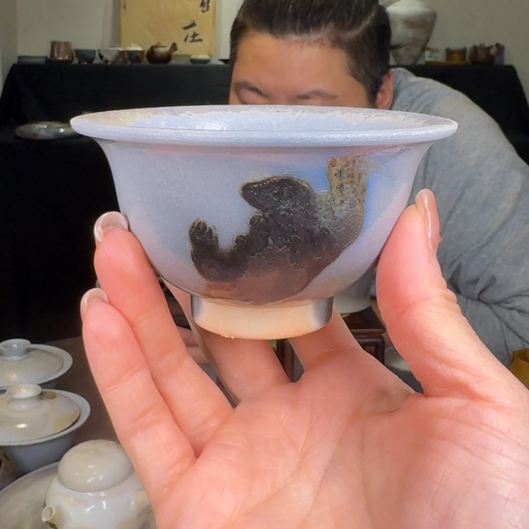 青花柴烧裸烧主人杯