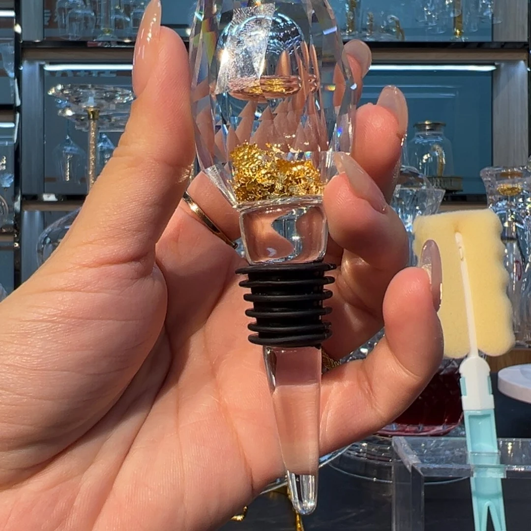 水晶玻璃手柄款金箔酒塞补差价30