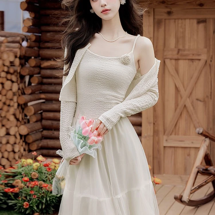 九衢丨法式公主收腰蓬蓬裙吊带连衣长裙海边度假沙滩小裙子仙女