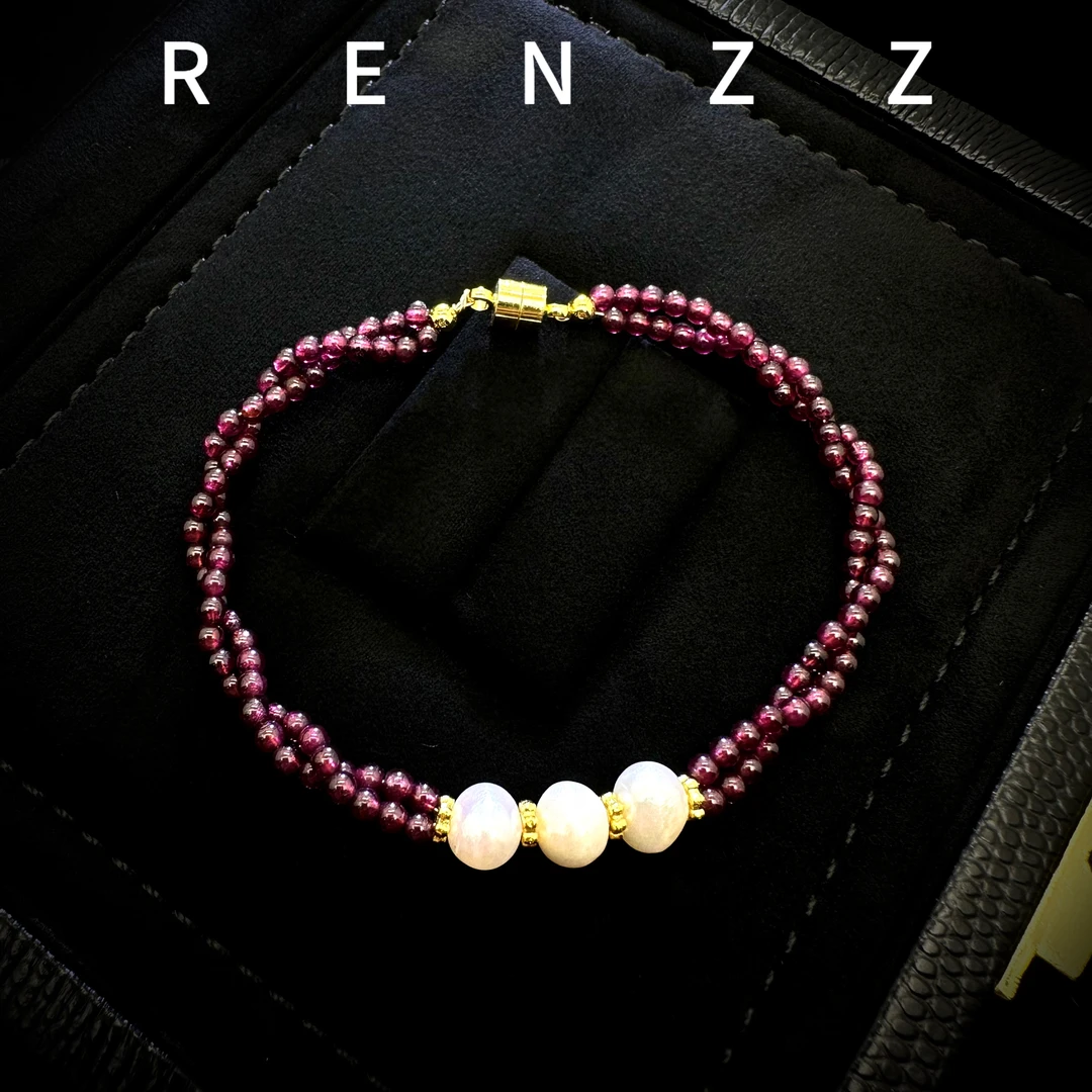 7896气质石榴紫色圆球手链