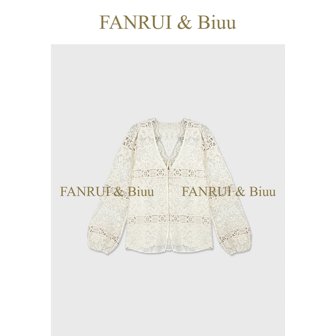 FANRUI/泛芮「绮罗织韵」镂空碎花蕾丝小众设计时髦针织开衫B19935