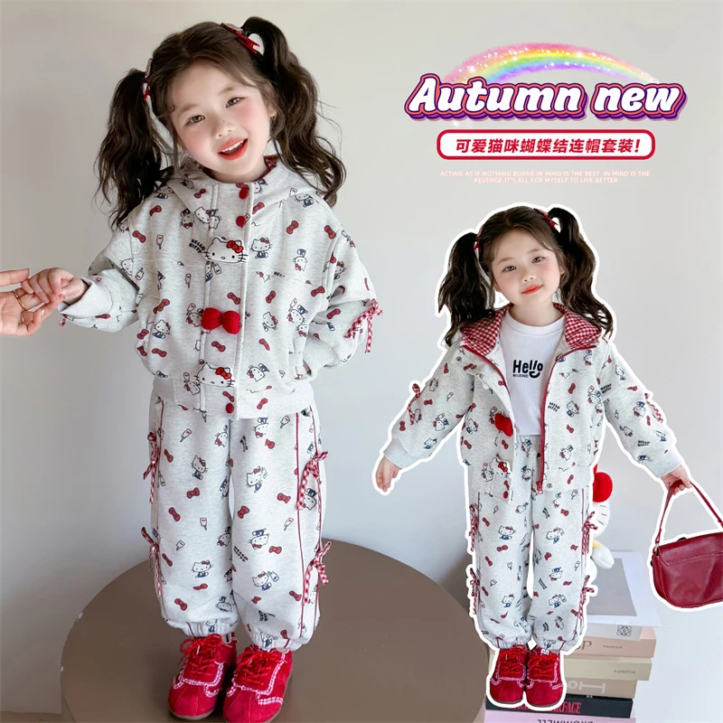 女童春秋季玩偶套装2025新款宝宝休闲洋气秋装儿童连帽可爱两件套