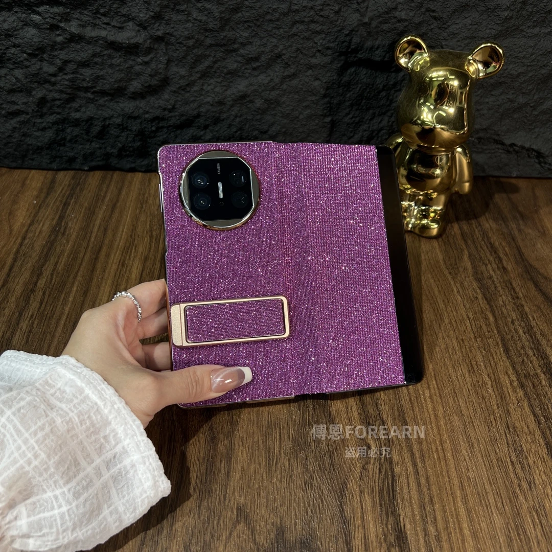 适用于华为matex6手机壳matex5折叠屏x3保护套新款闪粉腕带支架