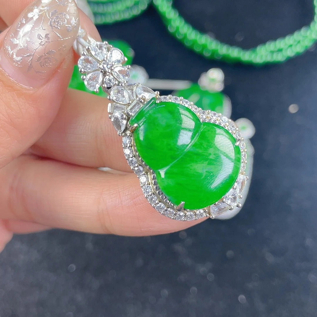 翡翠吊坠(不含链)银S925镶嵌