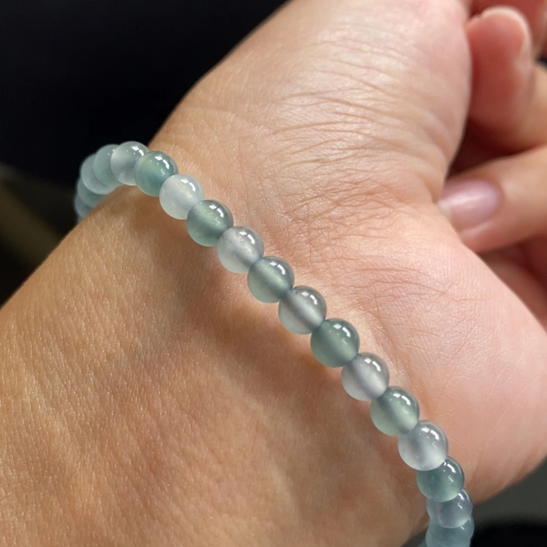 翡翠裸石蓝底手串卡4.5