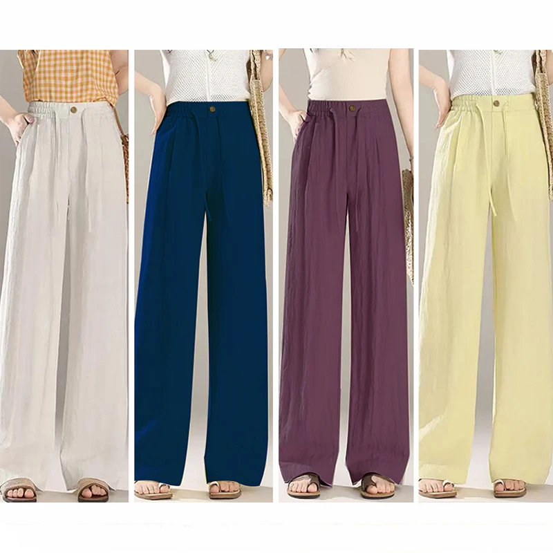 夏季莱赛尔纤维氧气裤亚麻轻薄透气休闲洋气窄版阔腿女裤