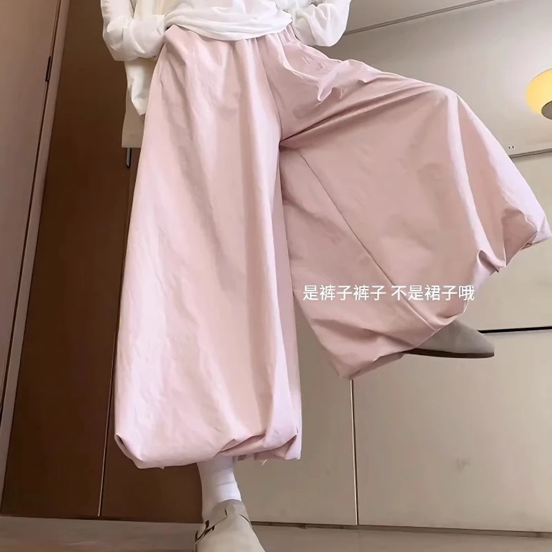 粉色花苞裙裤女夏季2025新款高腰显瘦灯笼裤宽松休闲慵懒阔腿裤子