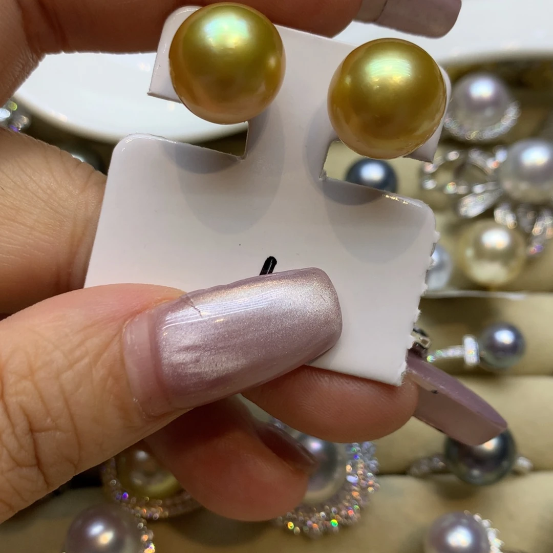 18K金镶嵌耳饰海水珍珠