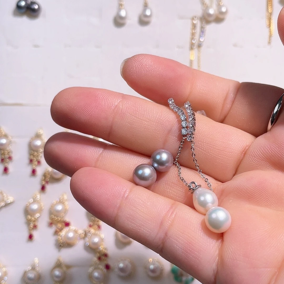 合金淡水珍珠耳饰