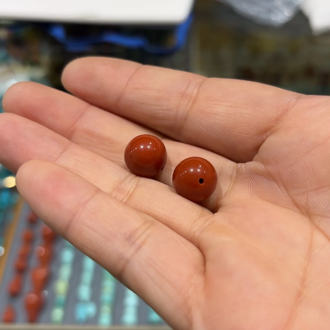 飞***哥11红珠一对全品精选高货