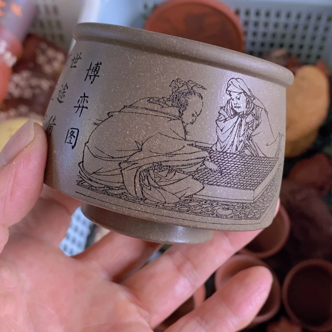 茶杯绿泥紫砂紫砂