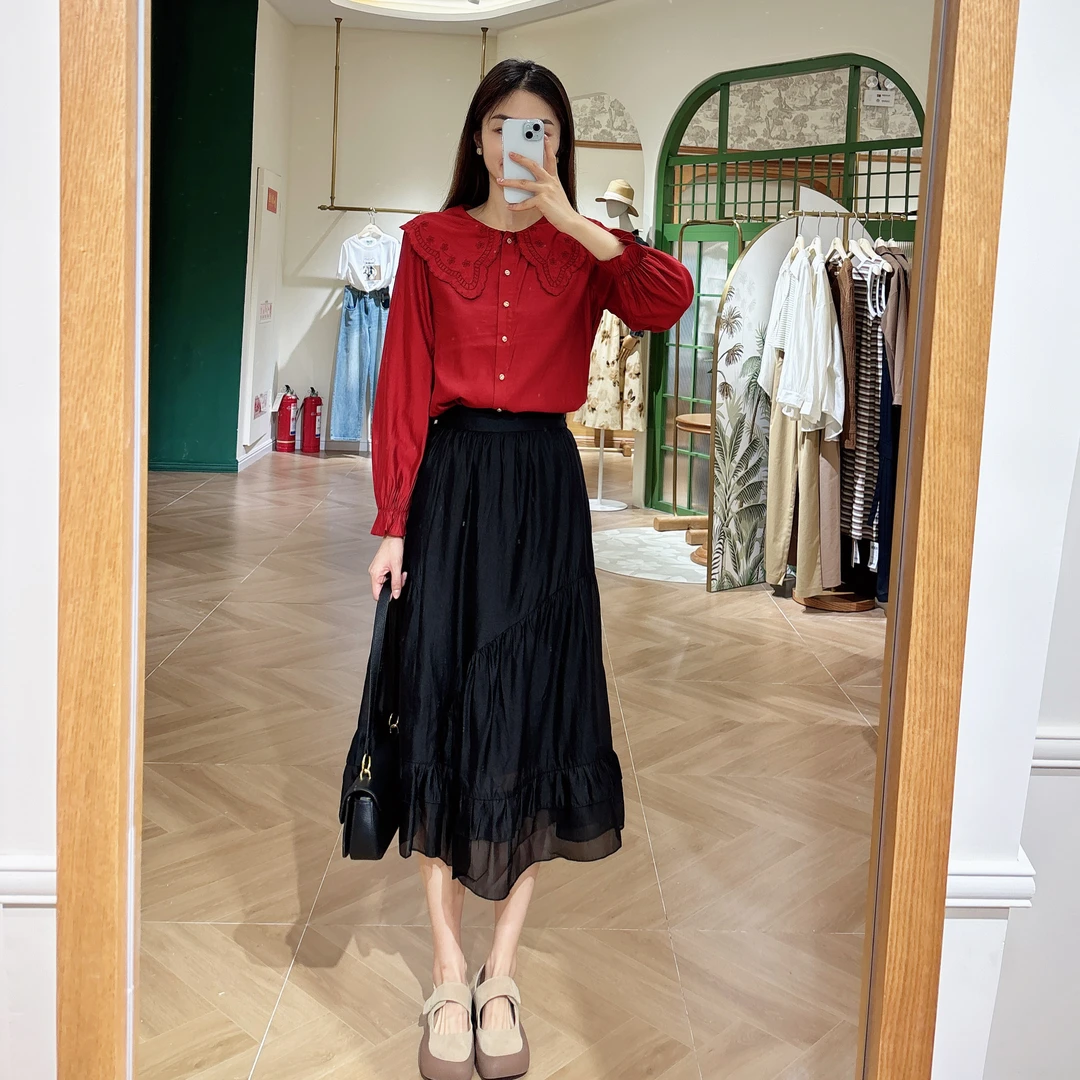 朵以2023秋季新款时尚打底衬衣秋冬38DQ131130原279上衣长袖