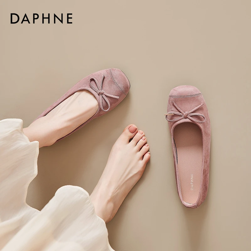 达芙妮粉色单鞋女2025新款夏季芭蕾舞软底平底鞋百搭休闲浅口凉鞋